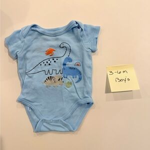 Blue Dinosaur Print Baby Onesie